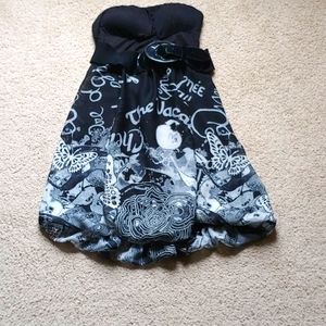 SALE* Black/Grey/White strapless bubble hem dress